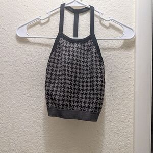 Stylish Black and Gray Houndstooth Women's Top